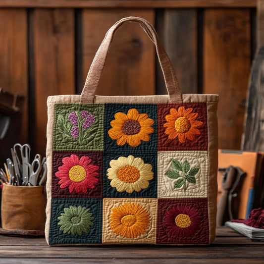 Petal Harmony Quilted Tote Bag NCU0PT7910