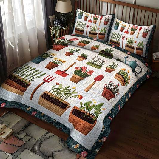 Petal Harvest 3-Piece Quilted Bedding Set NCU0NT1155