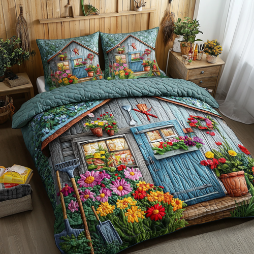 Petal Haven 3-Piece Quilted Bedding Set NCU0VL2162