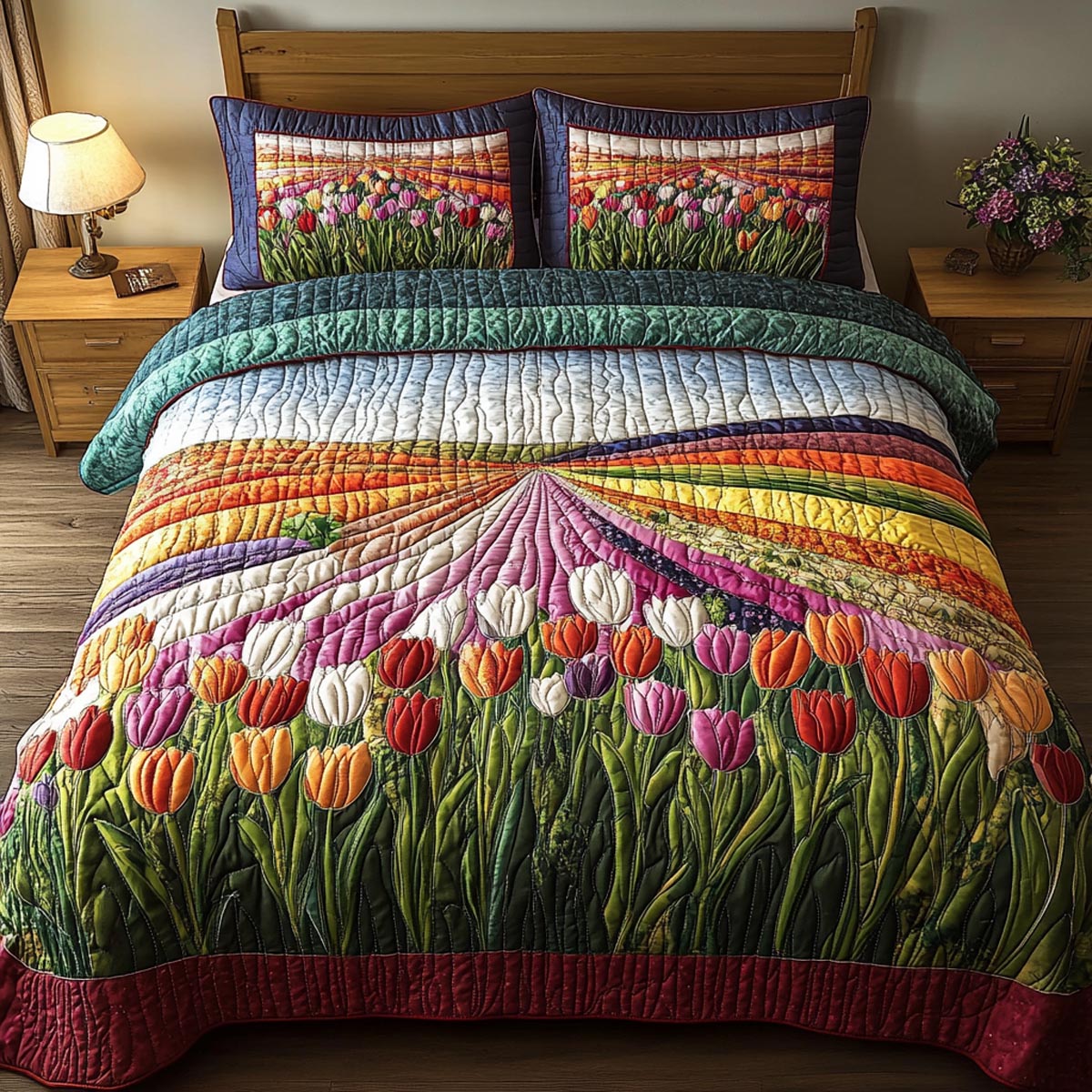 Petal Horizon 3-Piece Quilted Bedding Set NCU0DV9031