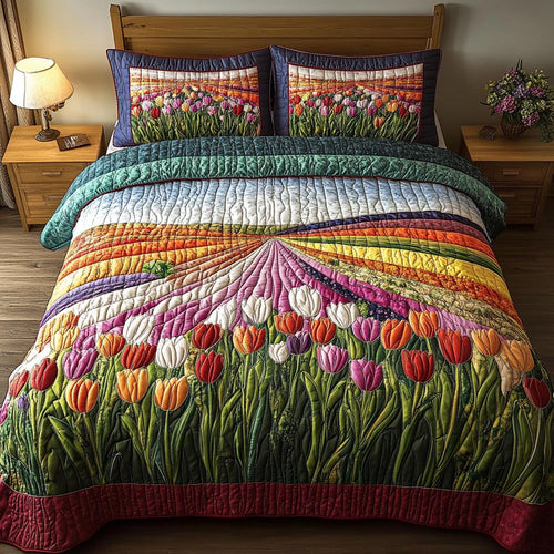 Petal Horizon 3-Piece Quilted Bedding Set NCU0DV9031