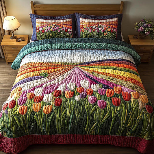 Petal Horizon 3-Piece Quilted Bedding Set NCU0DV9031