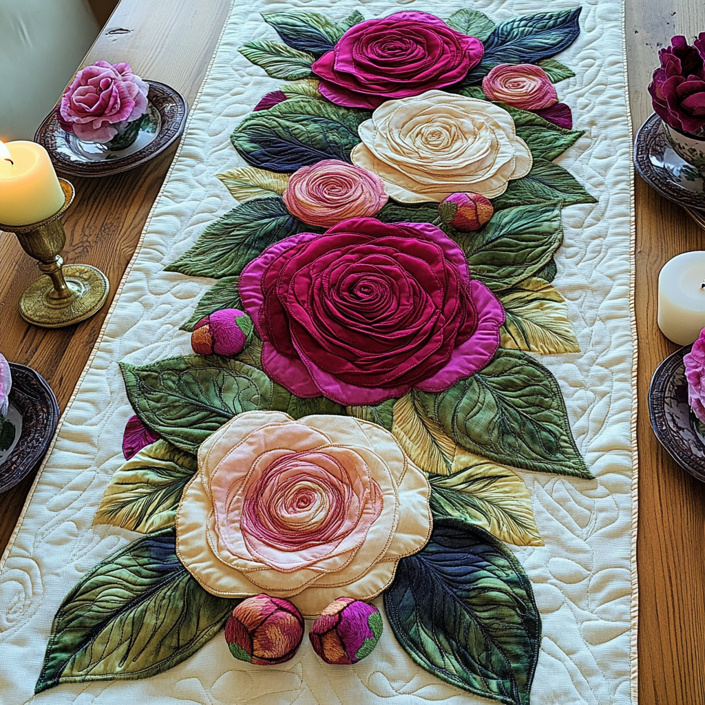 Petal Magic Quilted Table Runner NCU0VH4099