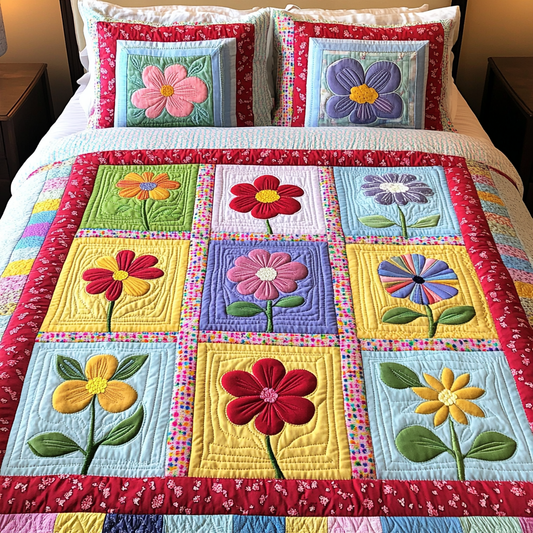 Petal Parade 3-Piece Quilted Bedding Set NCU0VH3755