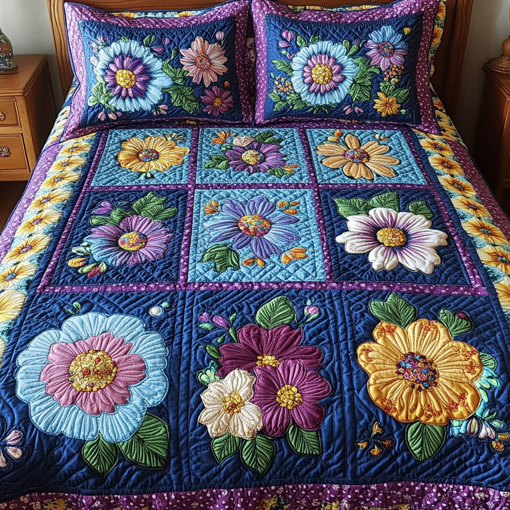 Petal Paradise 3-Piece Quilted Bedding Set NCU0DK6065