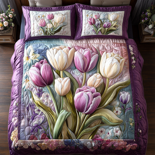 Petal Paradise 3-Piece Quilted Bedding Set NCU0VH3295