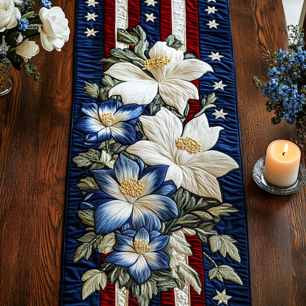 Petal Paradise Quilted Table Runner NCU0VH4482