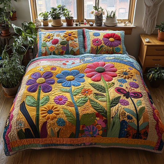 Petal Patch 3-Piece Quilted Bedding Set NCU0DV6978
