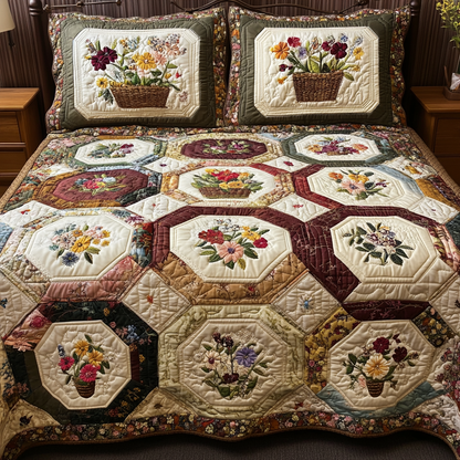 Petal Patch 3-Piece Quilted Bedding Set NCU0VL2491
