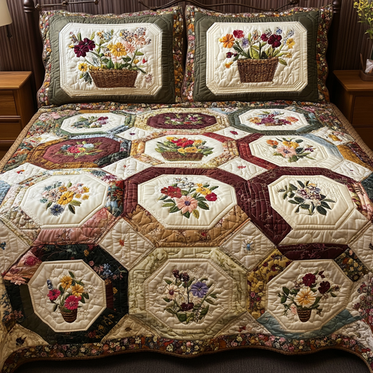 Petal Patch 3-Piece Quilted Bedding Set NCU0VL2491