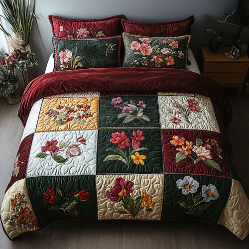 Petal Patchwork 3-Piece Quilted Bedding Set NCU0PT5276