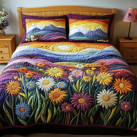 Petal Path 3-Piece Quilted Bedding Set NCU0VL2504