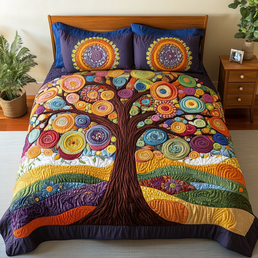 Petal Pathway 3-Piece Quilted Bedding Set NCU0VH2591