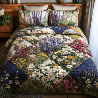 Petal Peak 3-Piece Quilted Bedding Set NCU0VH5765