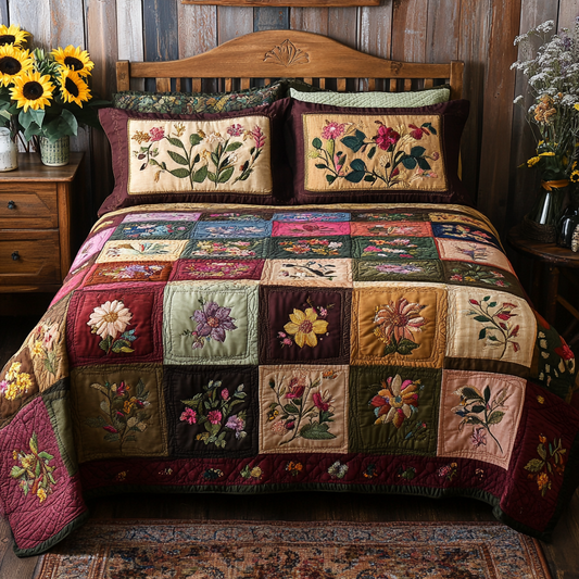 Petal Perfect 3-Piece Quilted Bedding Set NCU0VL1481