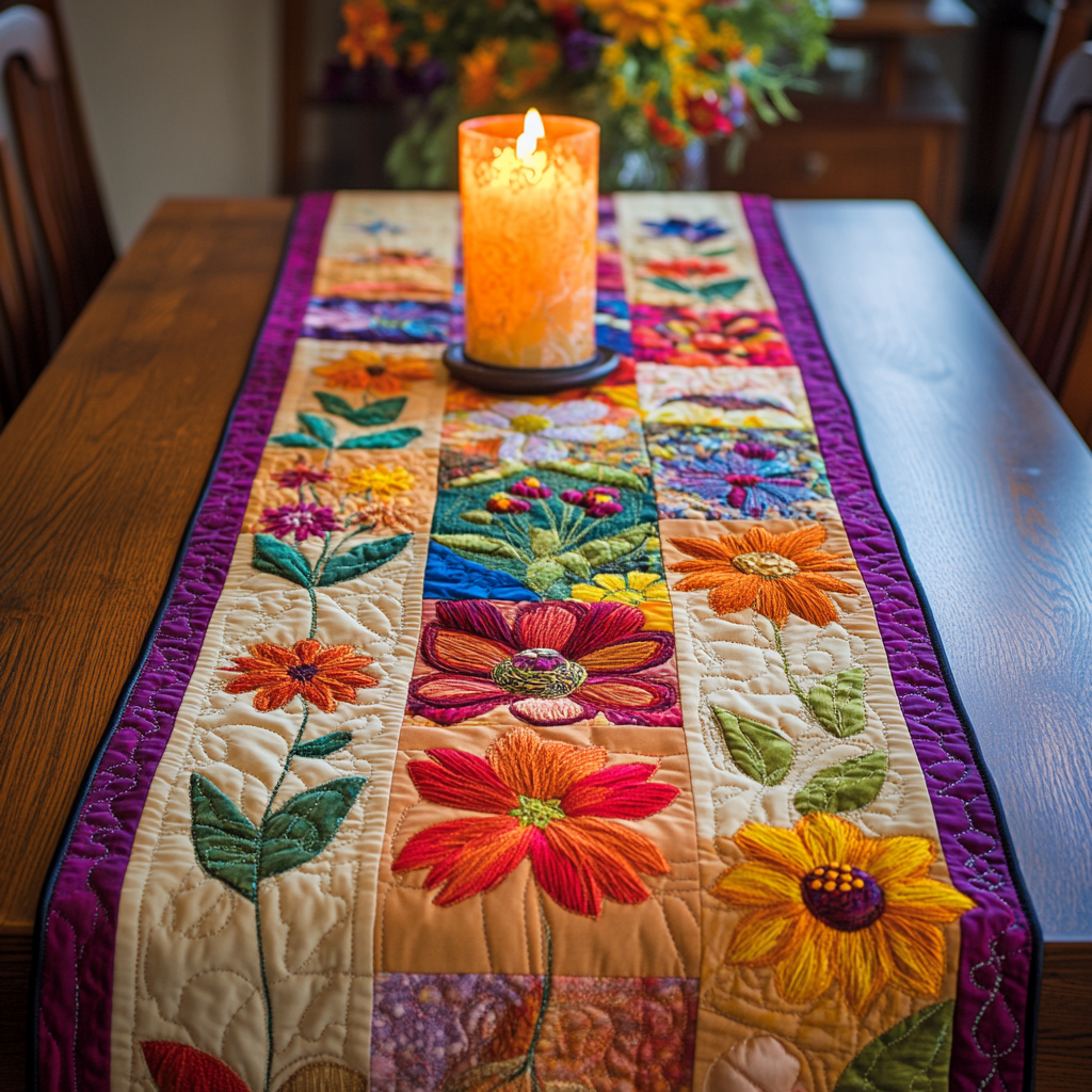 Petal Perfection Quilted Table Runner NCU0VH3971