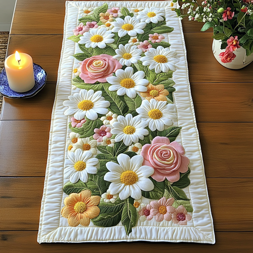 Petal Serenity Quilted Table Runner NCU0VH4576
