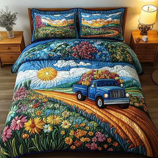 Petal Slope 3-Piece Quilted Bedding Set NCU0VL2509