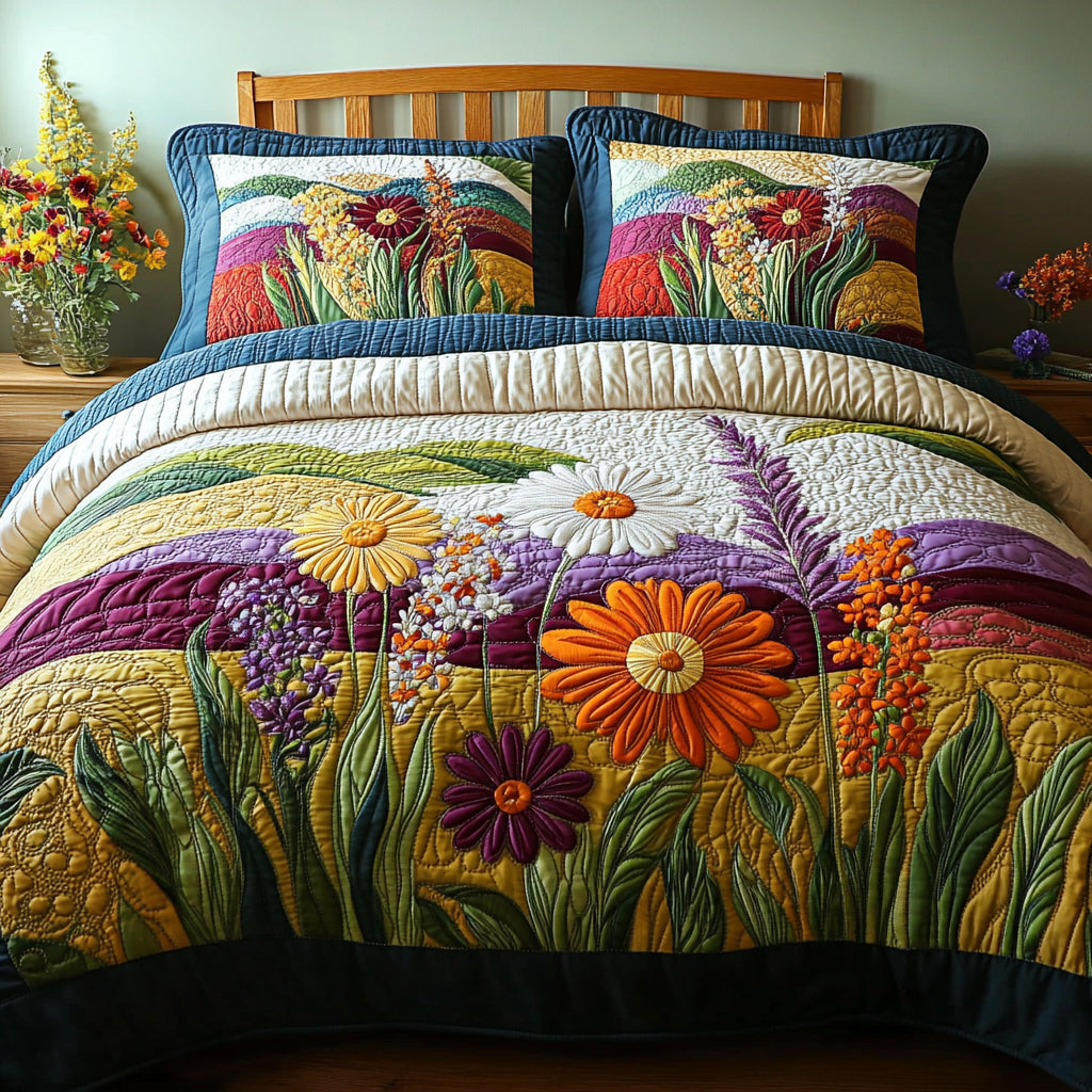 Petal Valley 3-Piece Quilted Bedding Set NCU0DV9018