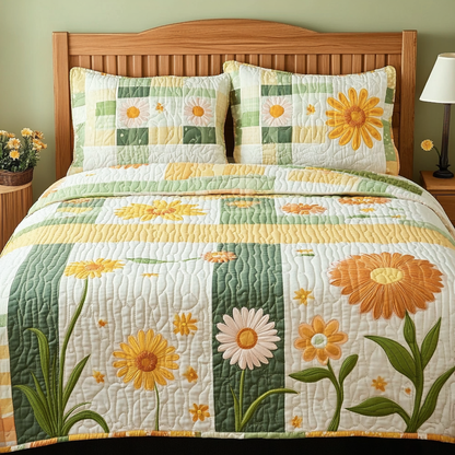 Petal Whisper 3-Piece Quilted Bedding Set NCU0DK5635