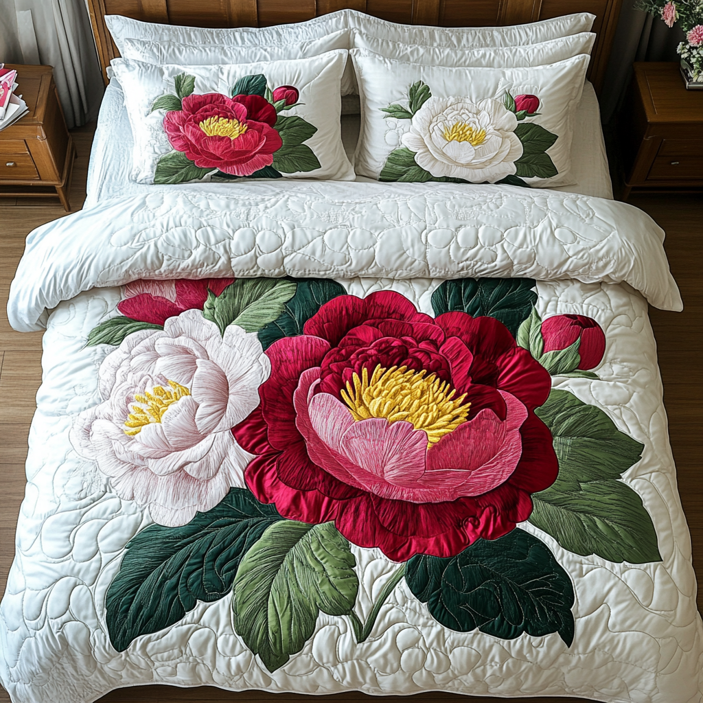 Petal Whisper 3-Piece Quilted Bedding Set NCU0DK6651