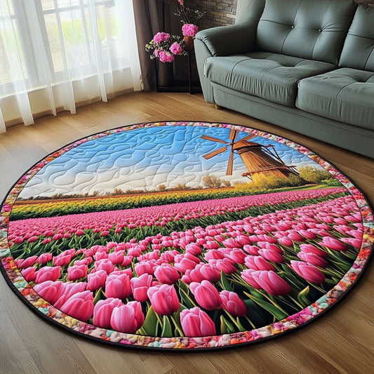 Petal Whisper Quilted Round Mat NCU0NT6818