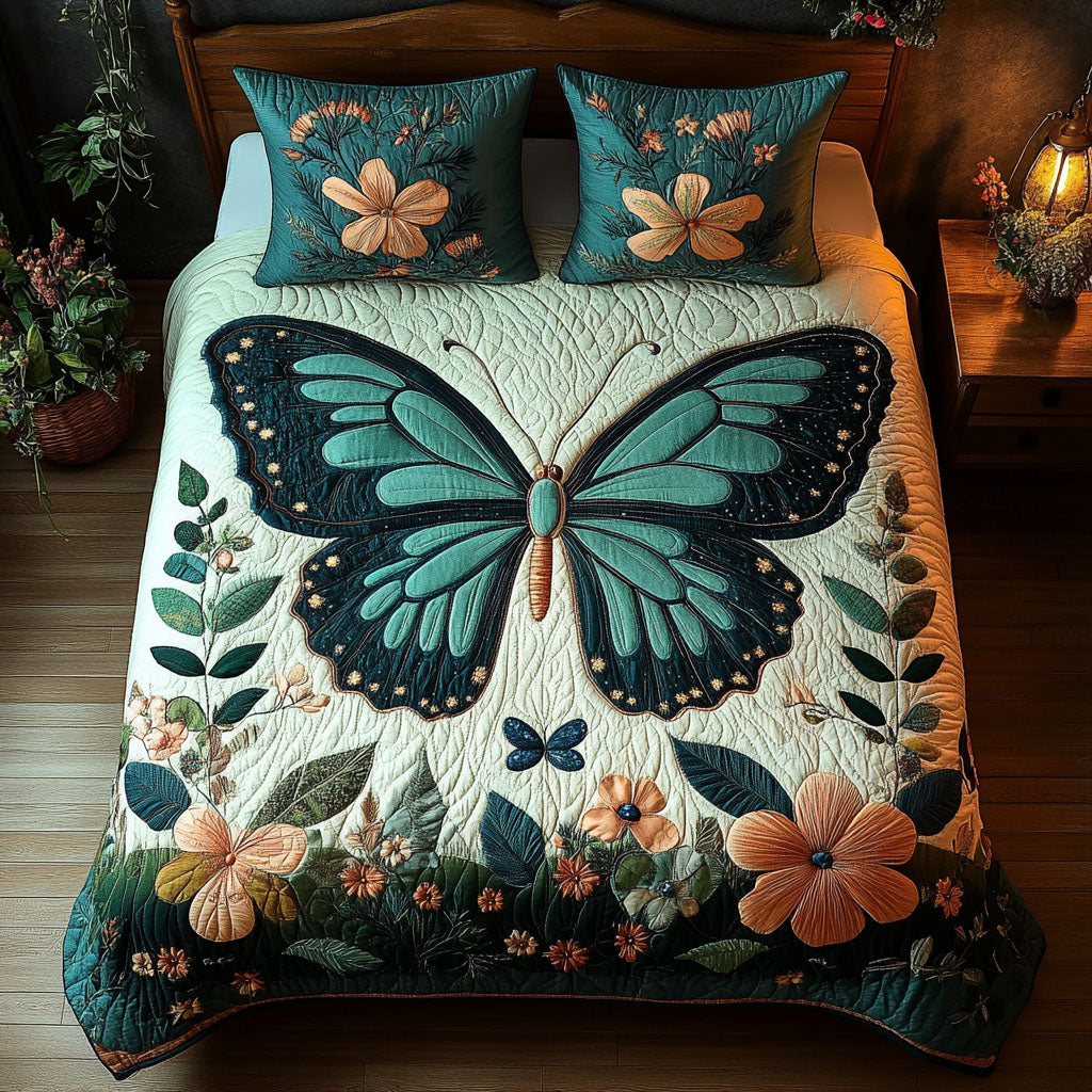 Petal Whispers 3-Piece Quilted Bedding Set NCU0PT3487