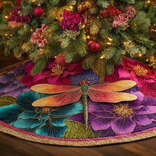 Petal Whispers Dragonfly Quilted Tree Skirt NCU0XD1653