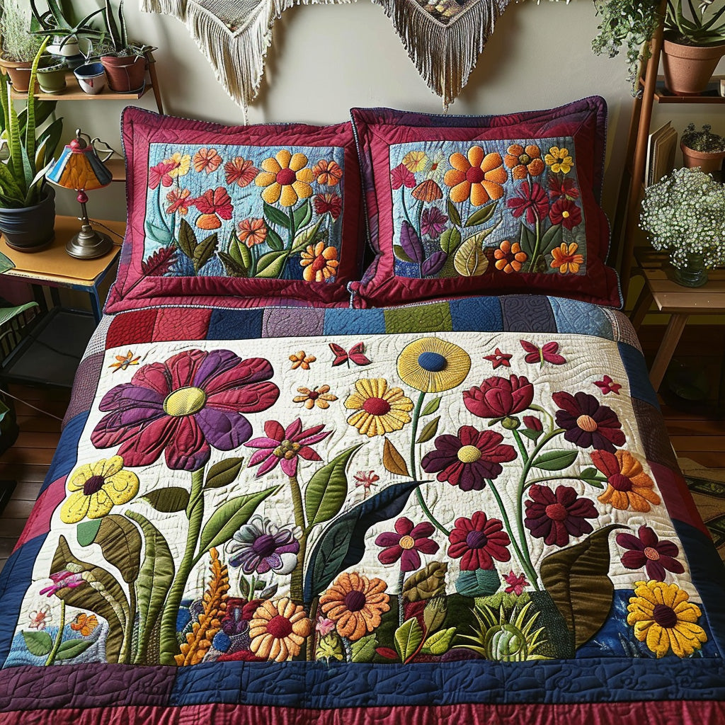 Petal Wind 3-Piece Quilted Bedding Set NCU0DV6974