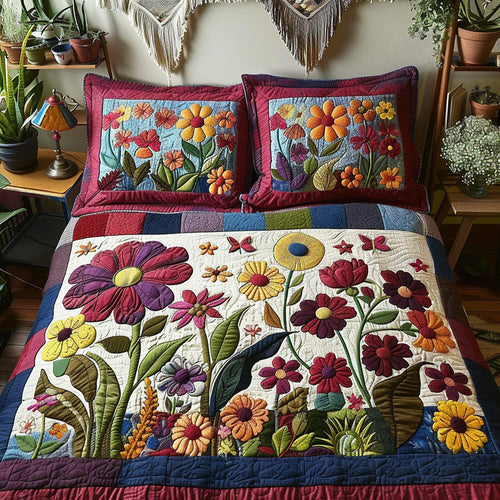Petal Wind 3-Piece Quilted Bedding Set NCU0DV6974