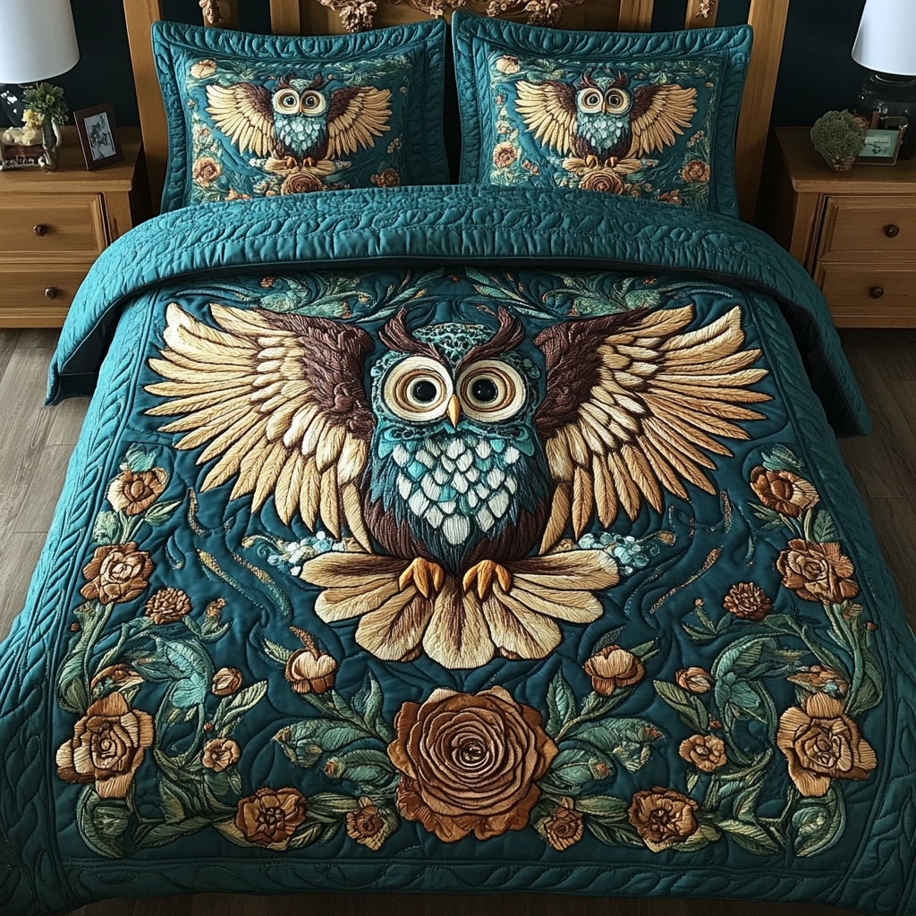 Petal Wings 3-Piece Quilted Bedding Set NCU0VH1469
