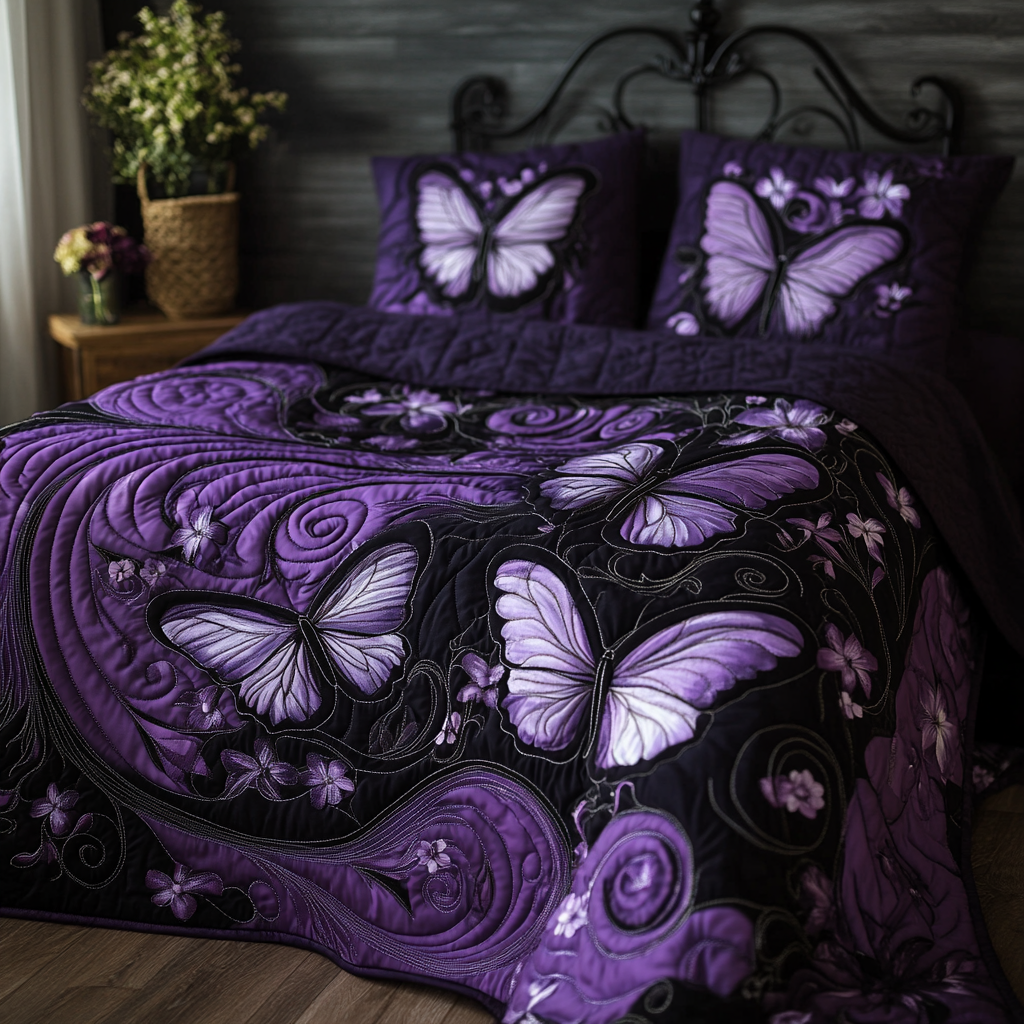 Petal Wings 3-Piece Quilted Bedding Set NCU0VH1931