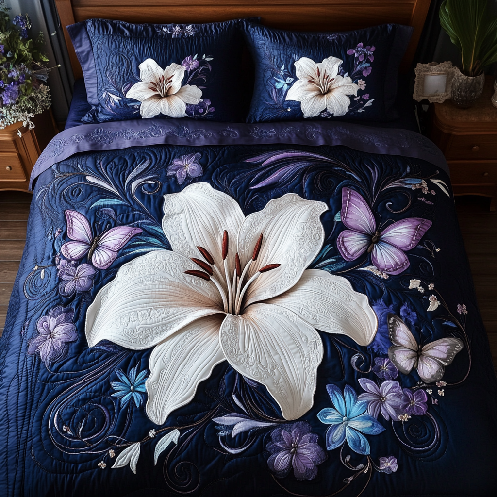 Petal Wings 3-Piece Quilted Bedding Set NCU0VH5080