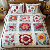 Petals and Patches 3-Piece Quilted Bedding Set NCU0VL1469