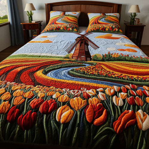 Petals and Wind 3-Piece Quilted Bedding Set NCU0PT6357