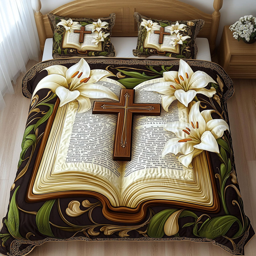 Petals of Hope 3-Piece Quilted Bedding Set NCU0NT6720