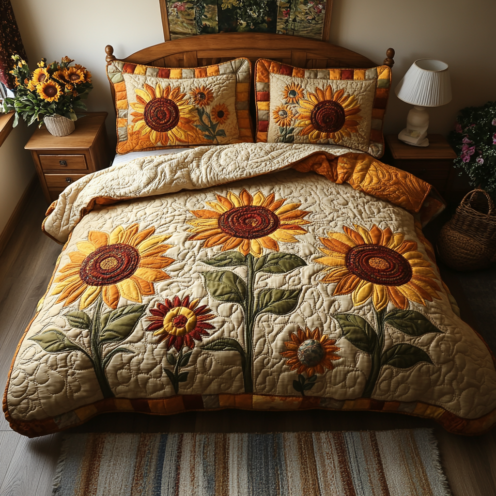Petals of Joy 3-Piece Quilted Bedding Set NCU0DV3124