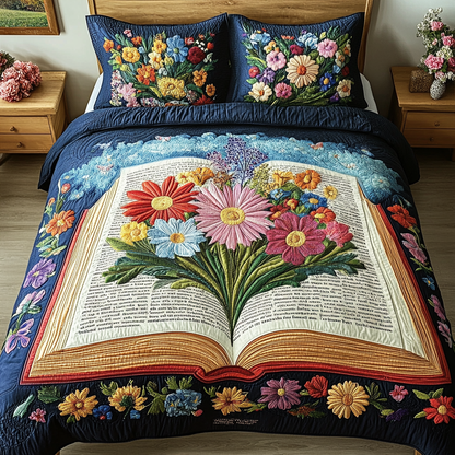 Petals of Knowledge 3-Piece Quilted Bedding Set NCU0VL1322