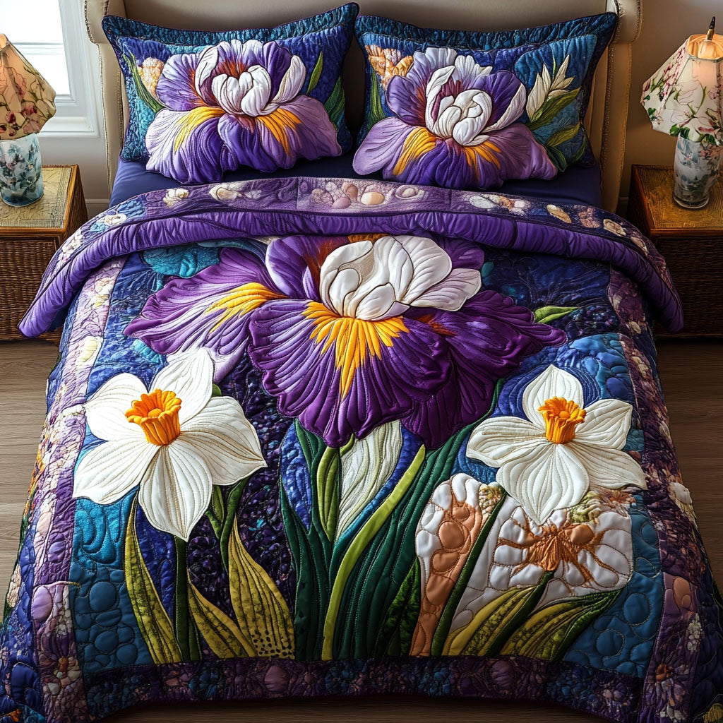 Petals of Light 3-Piece Quilted Bedding Set NCU0NT6467