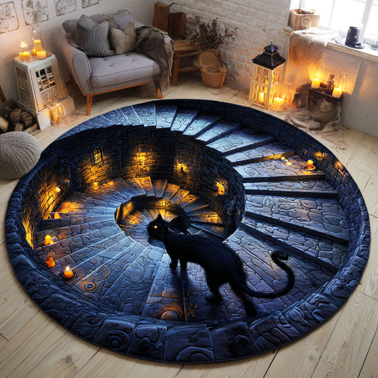 Phantom Cat Stairs Quilted Round Mat NCU0TD741