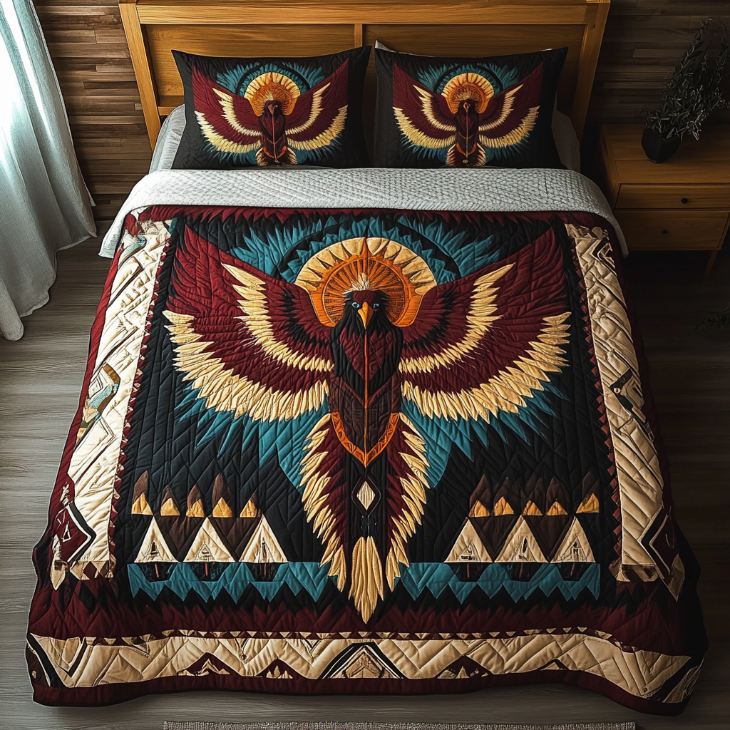 Phoenix Rising 3-Piece Quilted Bedding Set NCU0VH2634