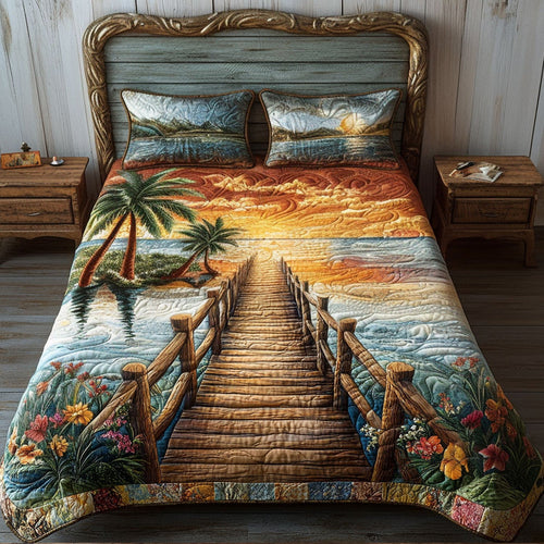 Pier to Paradise 3-Piece Quilted Bedding Set NCU0PT5896