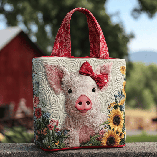 Piggy Floral Quilted Tote Bag NCU0TH2765