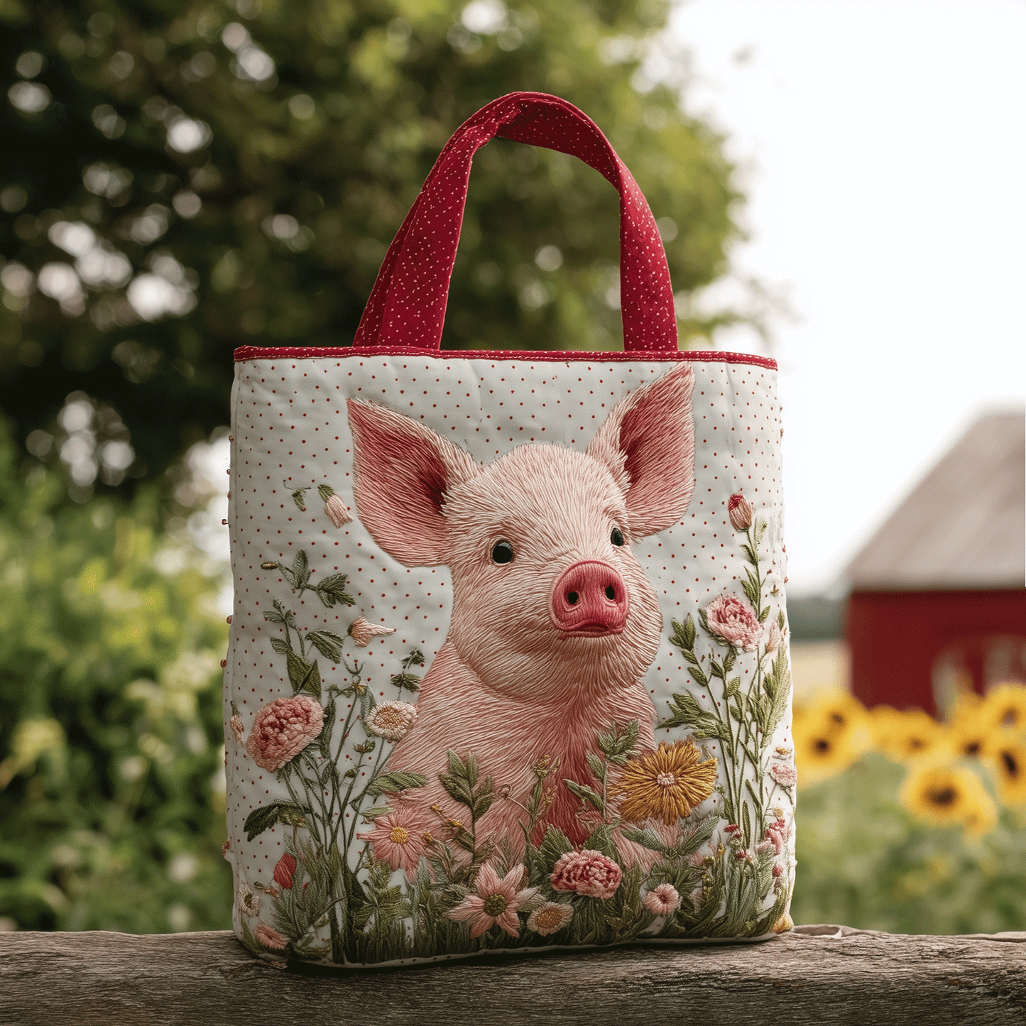 Piggy Love Quilted Tote Bag NCU0TH2760