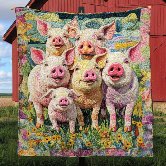 Piggy Pals in Bloom Quilted Blanket NCU0PT5464