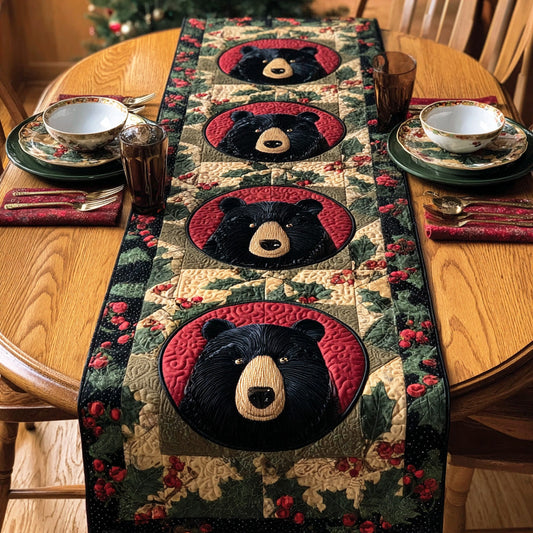 Pine Bear Quilted Table Runner NCU0TD1951