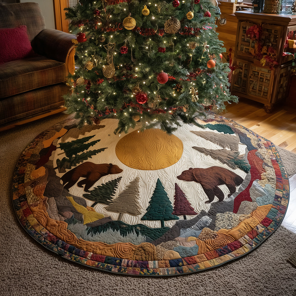 Pine Bear Tracks Christmas Quilted Tree Skirt NCU0TH3865