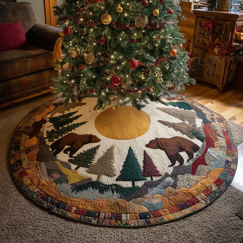 Pine Bear Tracks Christmas Quilted Tree Skirt NCU0TH3865