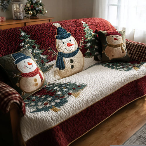 Pine Frost Snowmen Quilted Sofa Cover NCU0PT10376