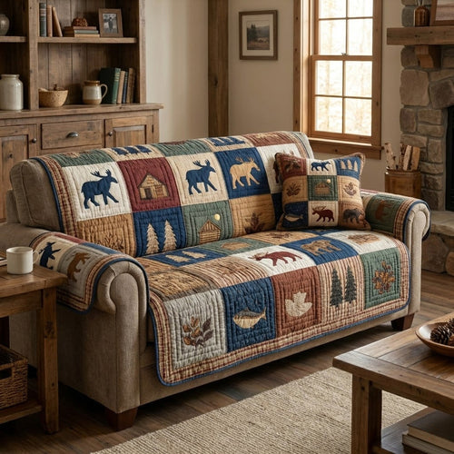 Pine Hearth Quilted Sofa Cover NCU0VL3364